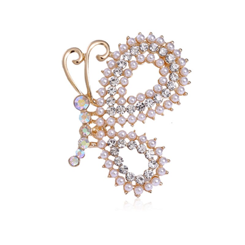 Ghim Cài Áo Hình Bướm Đính Ngọc Trai Nhân Tạo Thời Trang Cho Nữ