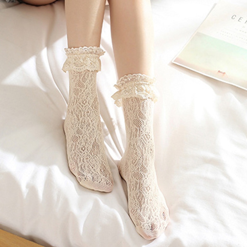 Đôi Vớ Lưới Dài Qua Gối Phối Ren Rỗng Cho Bé Gái