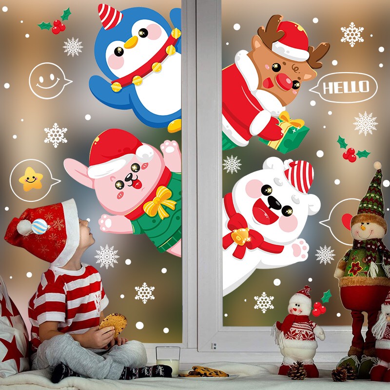 Decal dán tường Noel Hít Tĩnh Điện không Dơ Kính -