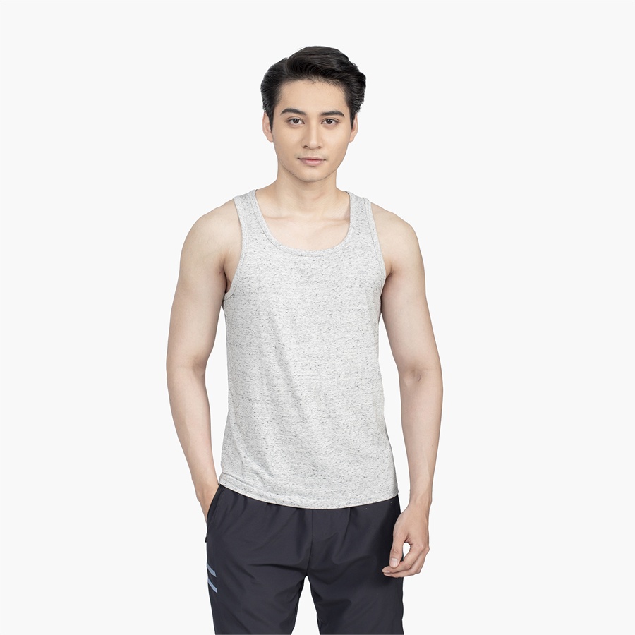 Áo thun ba 3 lỗ nam ARISTINO ATT009S2 mặc lót trong tập gym dáng Tanktop vai nhỏ suông vừa vải cotton cao cấp màu xám