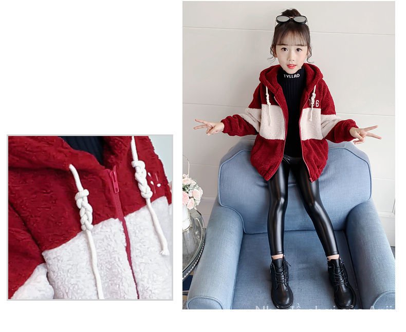 Thick and velvet winter girl coat