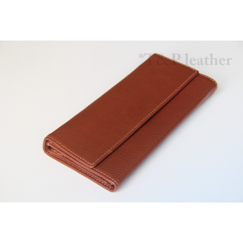Ví dài nữ đẹp da thật 100% Xưởng sản xuất T&P Leather Ví dài gập nhiều ngăn Ảnh shop tự chụp Ví công sở