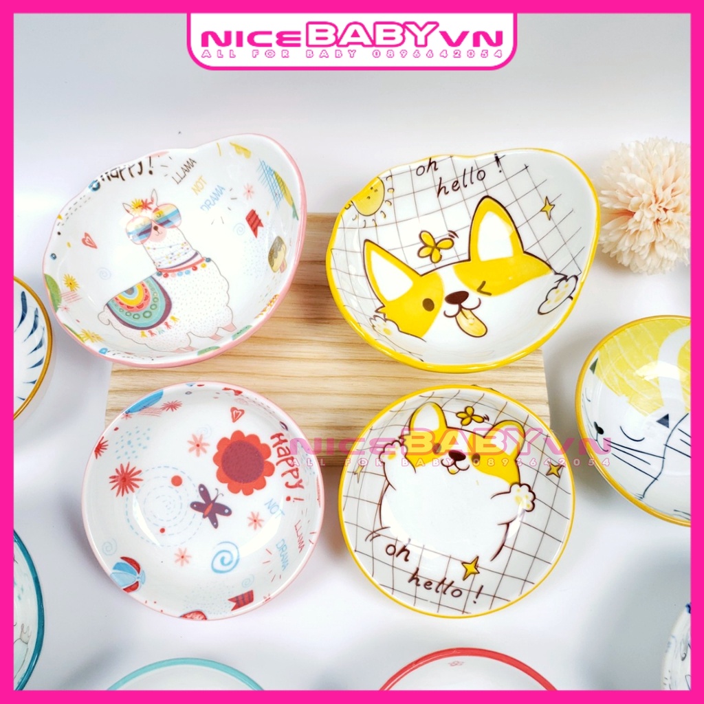 Bát Ăn Dặm Gốm Sứ Kiểu Nhật Chén Nước Chấm Họa Tiết 60ml NiceBabyVn