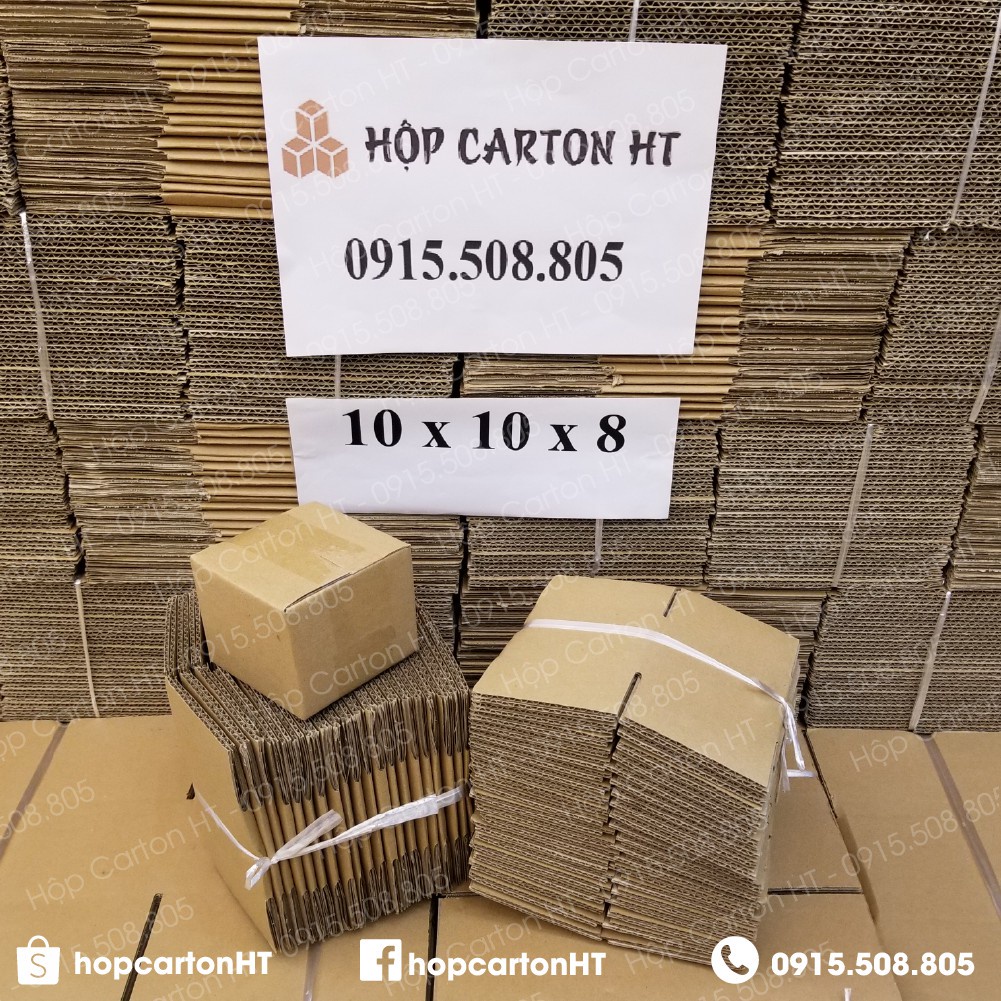 Combo 10 hộp carton đóng hàng đựng phụ kiện 10x10x8 hộp carton nhỏ giá rẻ