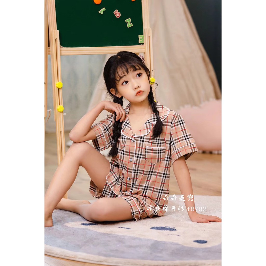 Bộ Pijama cộc tay in hình xuất Hàn bé gái 2-7 tuổi