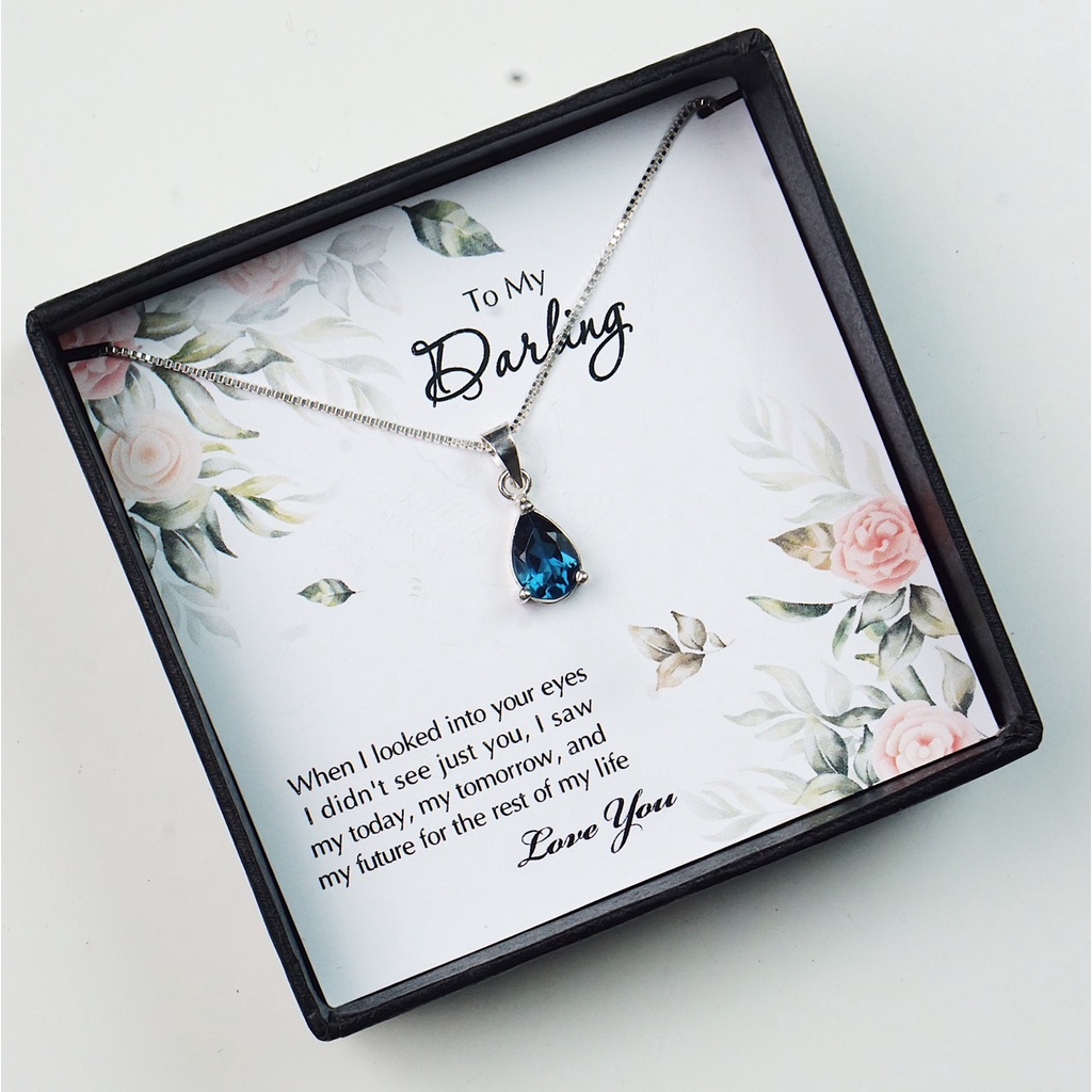 Dây chuyền bạc mặt đá topaz xanh dương An Gem dành cho nữ