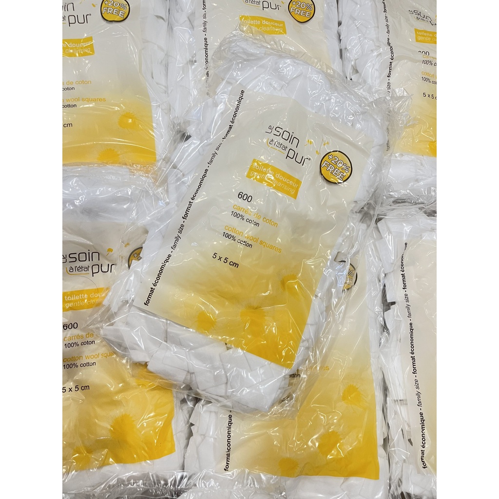 Bông Tẩy Trang Pháp Tetra Medical Carrés De Coton 600 miếng Le Soin Làl'état Pur