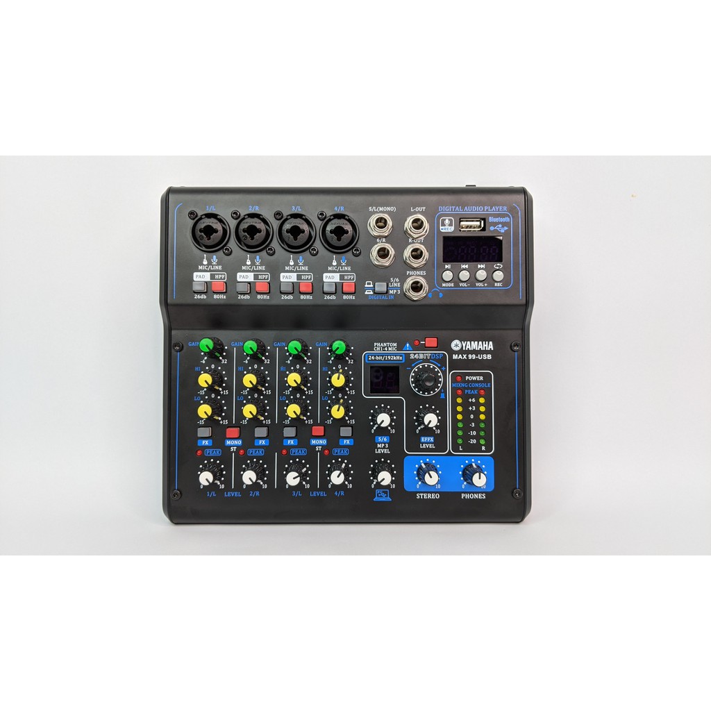 [tặng kèm dây hoa sen+ 2 jack 6 ly] Mixer Yamaha Max 99 USB bluetooth 16 chế độ vang karaoke gia đình, livestream fb