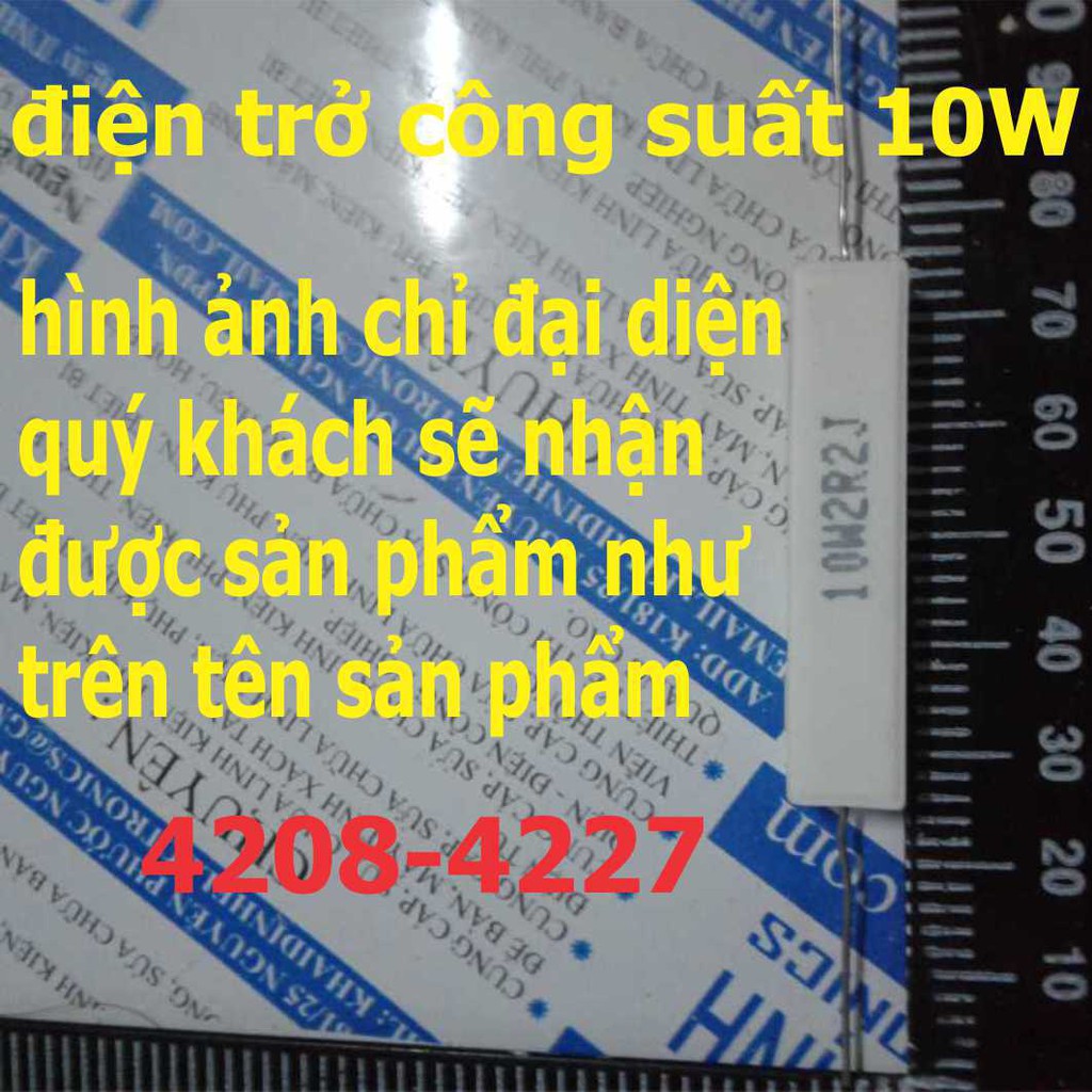 điện trở 10W trở công suất, trở sứ (các loại 390R-8.2KR) (giá cho gói 10 con) kde4208