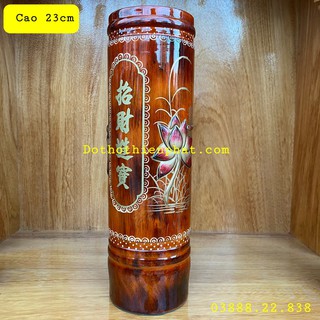 Ống nhang gỗ tràm bông vàng cao 23cm cẩn