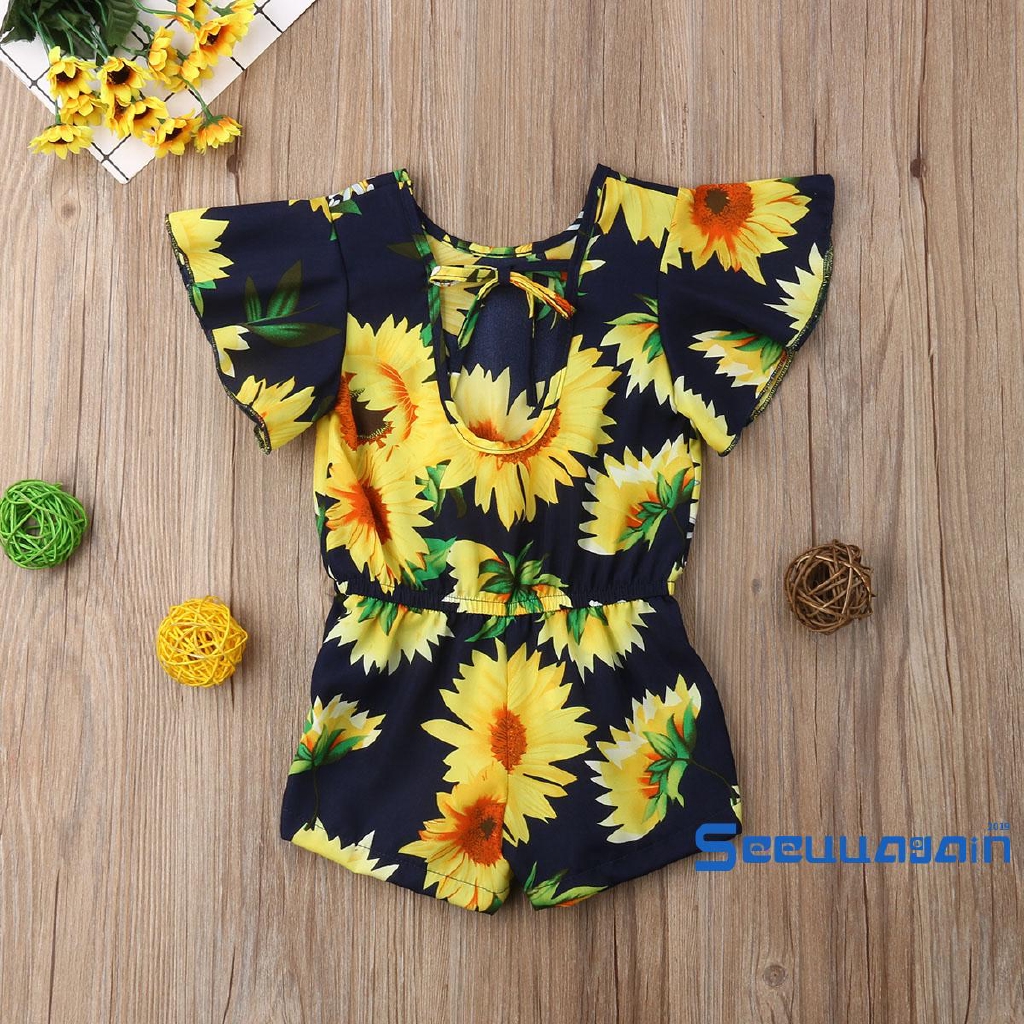 ◕ω◕Sun Flower Toddler Kid Baby Girls Overall Romper Jumpsuit Sunsuit Outfits Summer