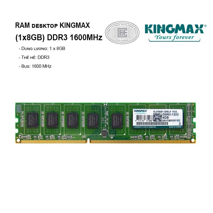 DDRam 8GB Kingmax PC DDR3 Bus 1600 - New Full Box