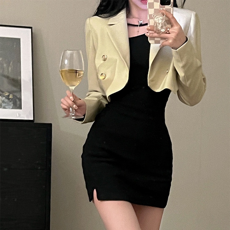 COZOKC Đầm Dài Tay Trễ Vai Phối Nơ Xinh Xắn Dành Cho Nữ