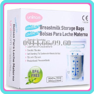⭐⭐⭐ Túi trữ sữa Unimom Compact không BPA 210ml (60 túi/hộp)