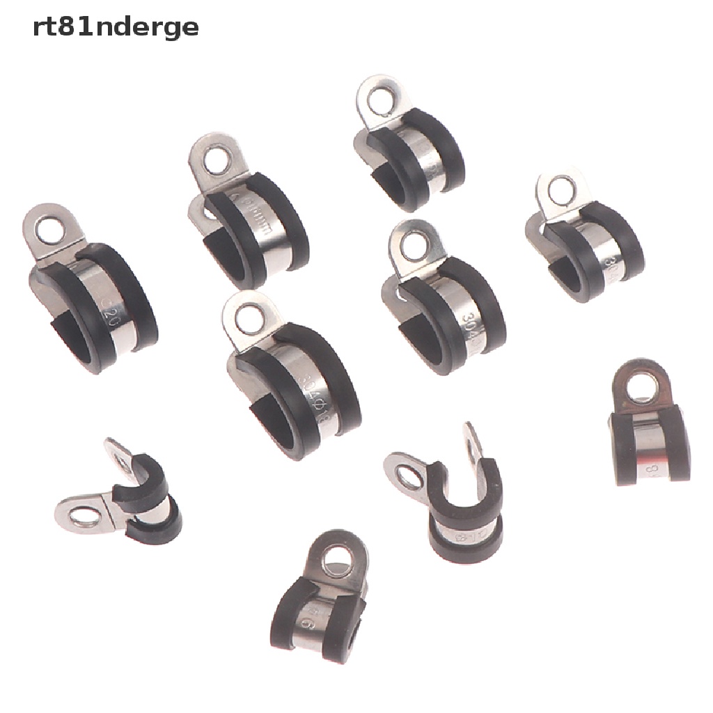 【ge】 2pcs 304 Stainless Steel Rubber Lined P Clips Cable Mounting Hose Pipe Clamp  .