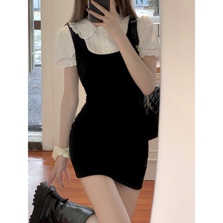 Váy đầm body len tăm cổ bèo
