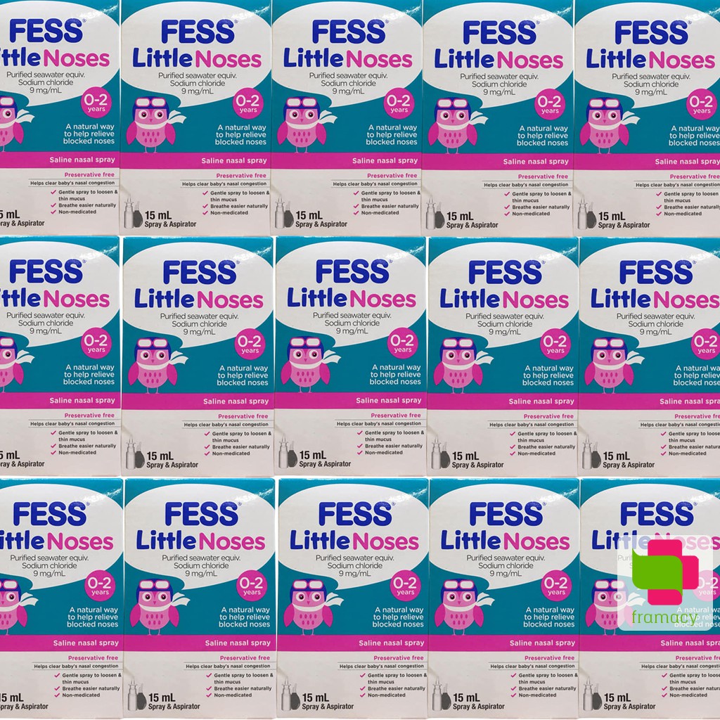 Xịt mũi Fess Little Noses, Úc  hỗ trợ nghẹt mũi, sổ mũi kèm bóng hút cho bé từ 0-2 tuổi