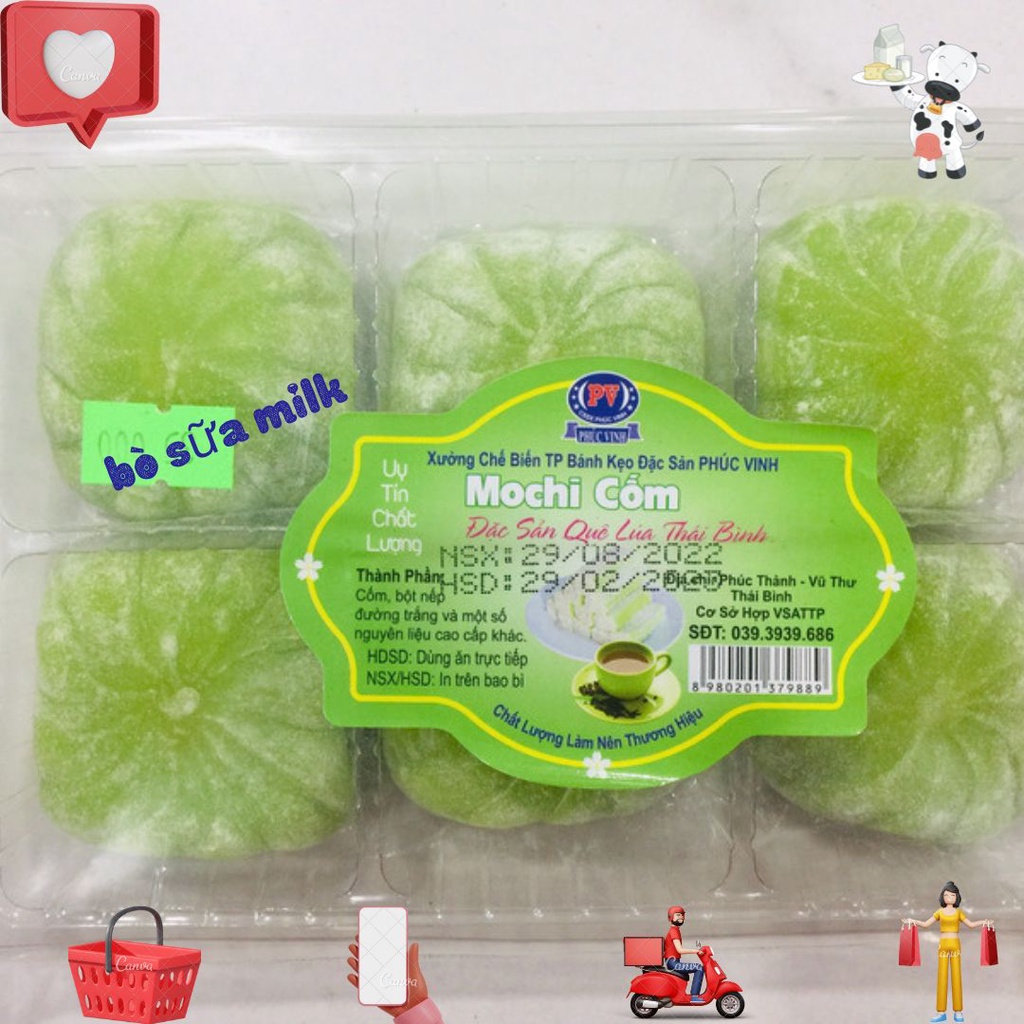 Bánh dẻo mochi vị dứa, cốm đào - Đặc sản quê lúa Thái Bình