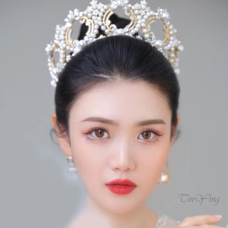 GETNOIVAS Vương Miện Đính Đá Sang Trọng Cổ Điển Cho Cô Dâu