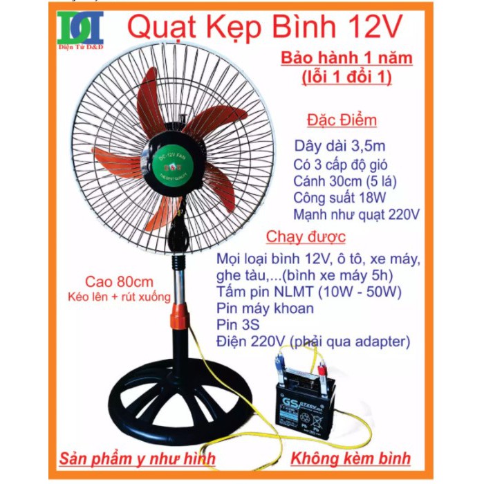quạt 12v kẹp bình acqui