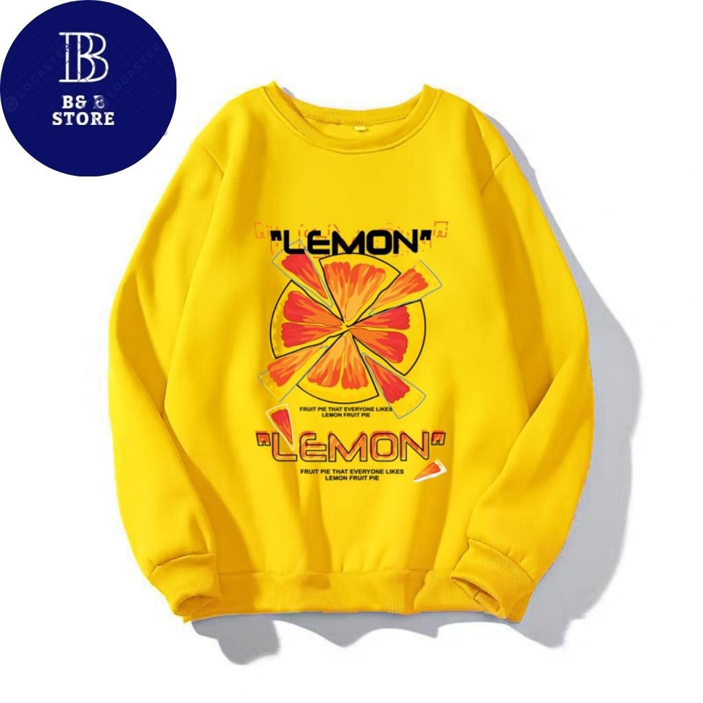 [ FREE_SHIP ] ÁO SWEATER NỈ UNISEX IN CAM LEMON ÁO SWEATER FORM RỘNG NAM NỮ NHIỀU MÀU | WebRaoVat - webraovat.net.vn