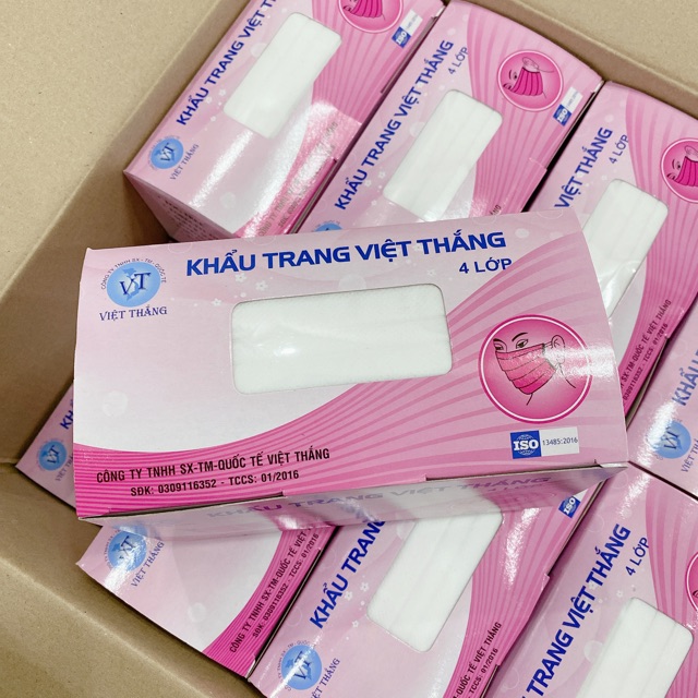 Khẩu trang y tế Việt Thắng (TRẮNG) - hộp 50c