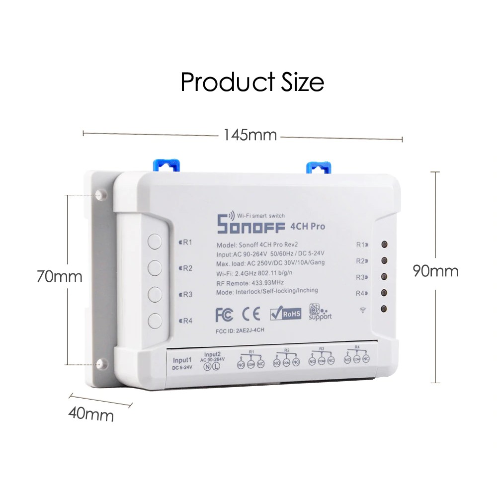 Công Tắc Wifi Và RF Điều Khiển 4 Thiết Bị Sonoff 4CH Pro R2