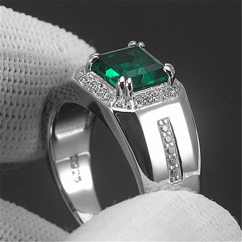 Nhẫn bạc thời trang nam Nhẫn đính hôn kim cương đá quý sang trọng
