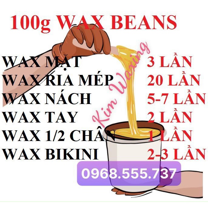 100g SÁP WAX LÔNG Hard wax beans BLUEZOO KẾT HỢP THÊM Preal VÀ DẦU CỌ