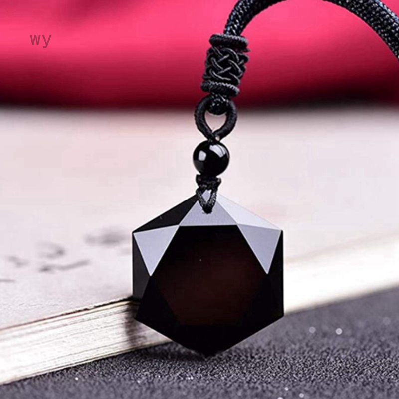 1 vòng cổ Mặt Đá Obsidian Tự Nhiên Thời Trang Cho Nam Nữ