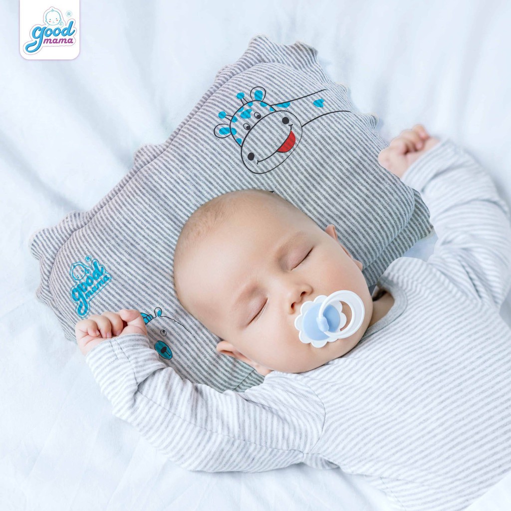 Gối cho bé sơ sinh Goodmama, gối lõm đầu 20x30cm, vải Cotton êm mềm mịn mát, thoáng khí, không vón cục