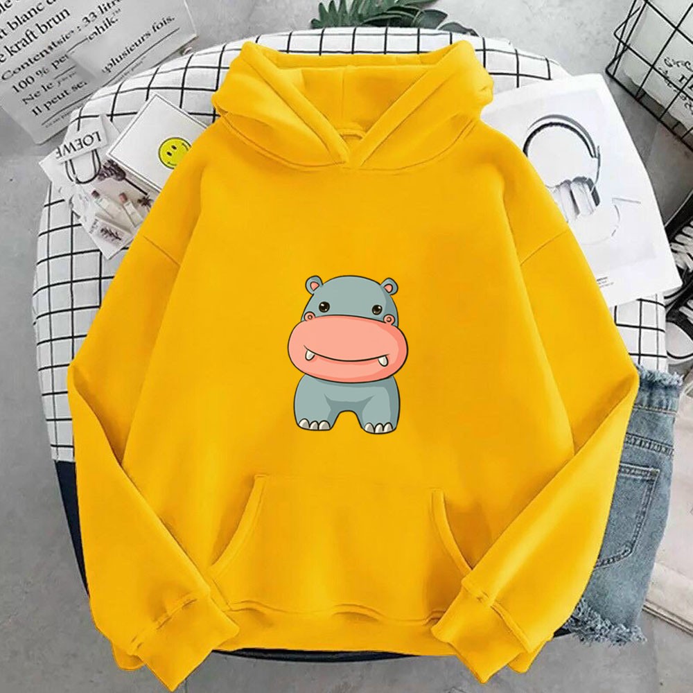 Áo hoodie nam nữ in hình Hà Mã dễ thương, chất nỉ dày dặn, nón 2 lớp, thích hợp làm áo cặp William - DS132