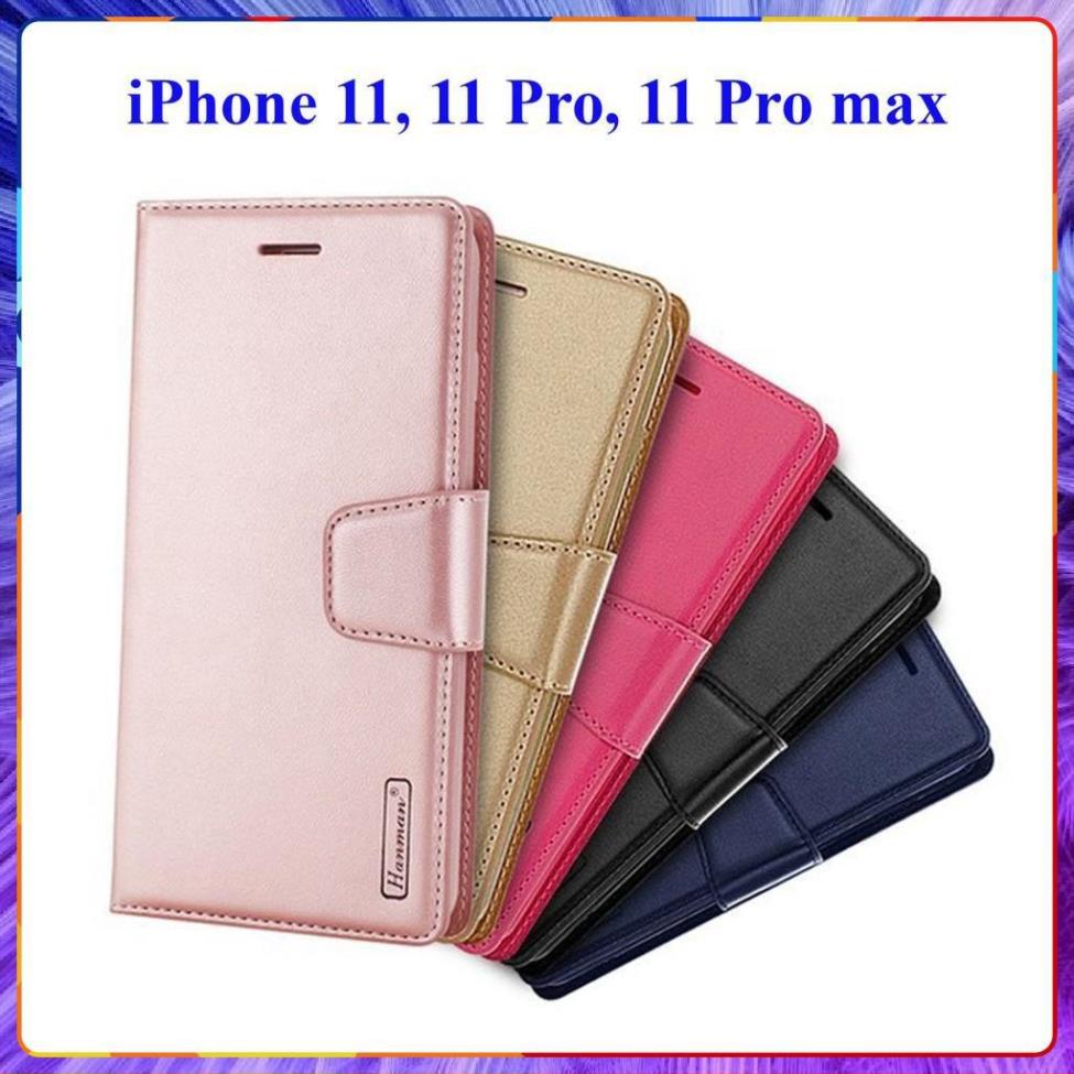 [Freeship] Bao da dạng ví iPhone 11/ 11 Pro/ 11 Pro Max hiệu Hanman, ngăn đựng thẻ ATM và tiền tiện lợi