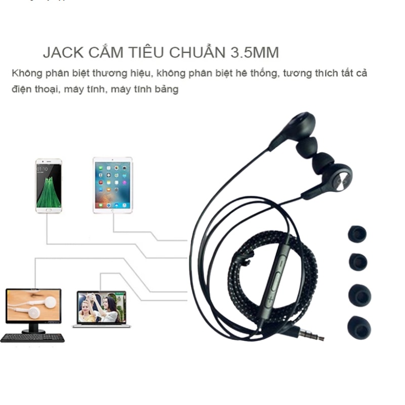 Tai nghe có dây LG B&O, tai nghe nhét tai game gaming chính hãng jack 3.5 chống ồn tăng giảm âm lượng - BAOVY