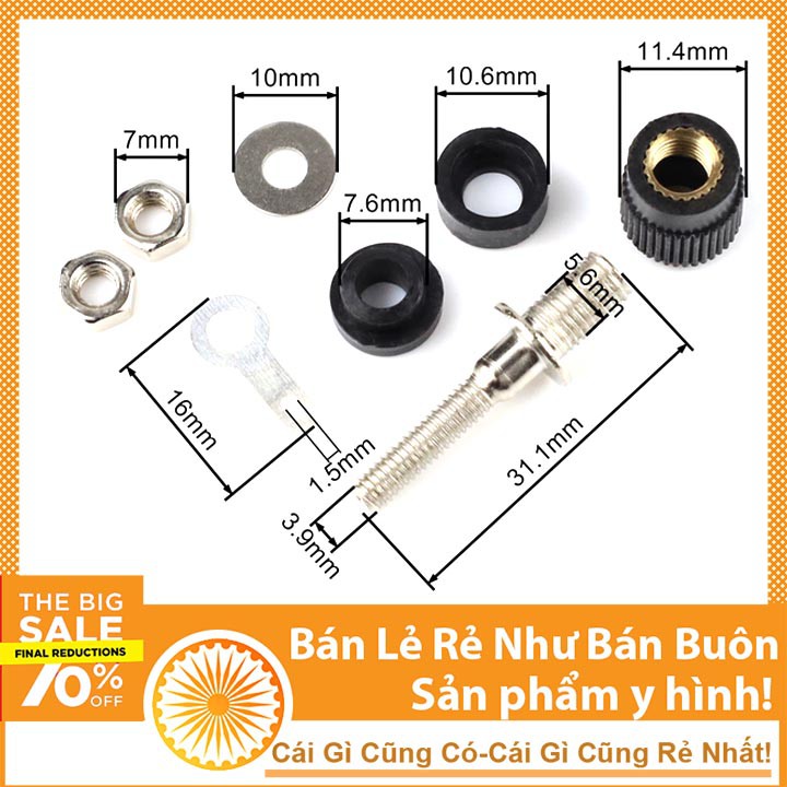 Combo 1 Jack Bắp Chuối 4mm Và 1 Đầu Jack JS910 Dài - Màu Đỏ