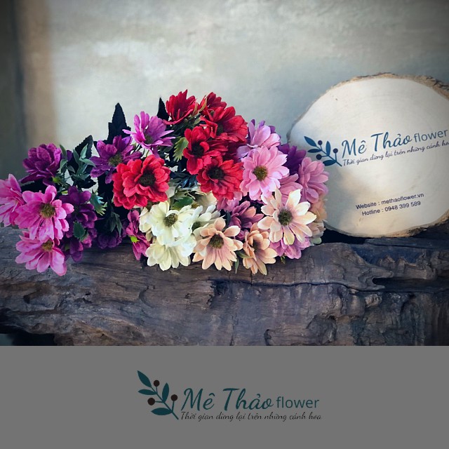 (Ảnh Shop Chụp) Cành Hoa Cúc Giả  Chất Liệu Cao Cấp Cắm Lọ Hoa Trang Trí Nhà Cửa, Phòng Khách Mê Thảo Flower