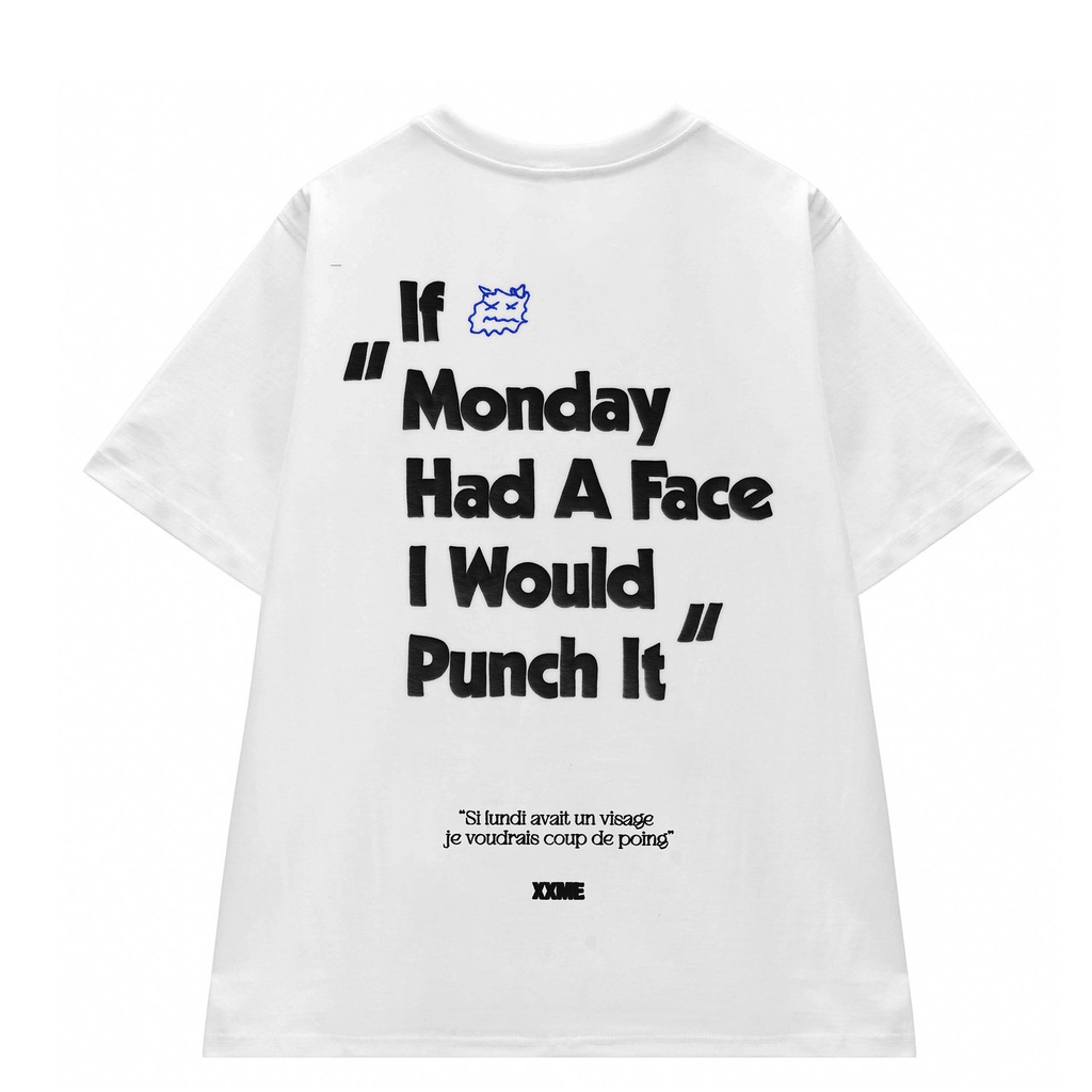 Áo thun tay lỡ nam nữ cotton thoáng mát Hate monday - XXME - Đen/ Trắng/ Đen