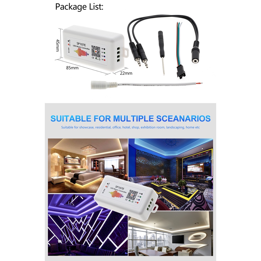 Bộ Điều Khiển Dây Đèn LED RGB Kết Nối Bluetooth Phát Nhạc Xnbada SP107E DC5V-24V Cho 2812 2811 1903
