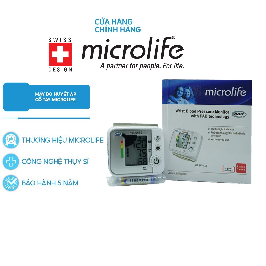 Máy đo huyết áp cổ tay tự động microlife 3NV1-3E