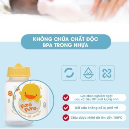Bộ 3 bình trữ sữa 150ml Piyo Piyo, nhựa pp không chứa BPA