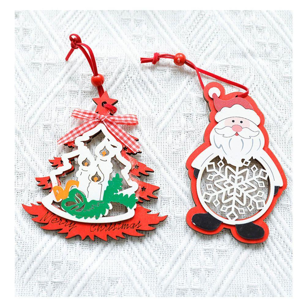 Phụ Kiện Treo Trang Trí Cây Thông Giáng Sinh Bằng Gỗ Hình Ông Già Noel