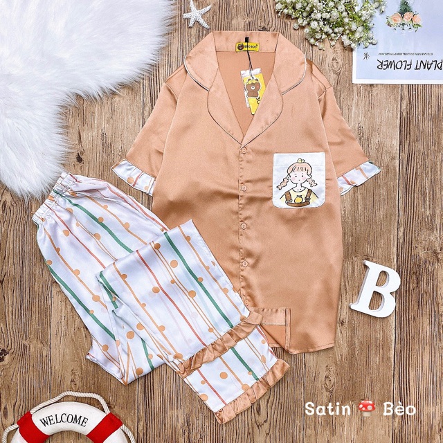 Set satin tay ngắn