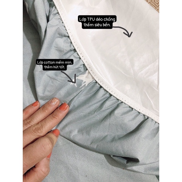 Ga chống thấm cotton cao cấp, drap chống thấm cotton cho bé nằm trực tiếp, không nóng bí, không sột soạt