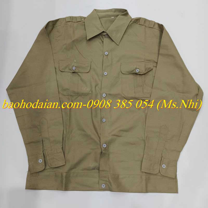 Quần áo bảo hộ lao động  DN10 màu ghi nâu- Hình thật