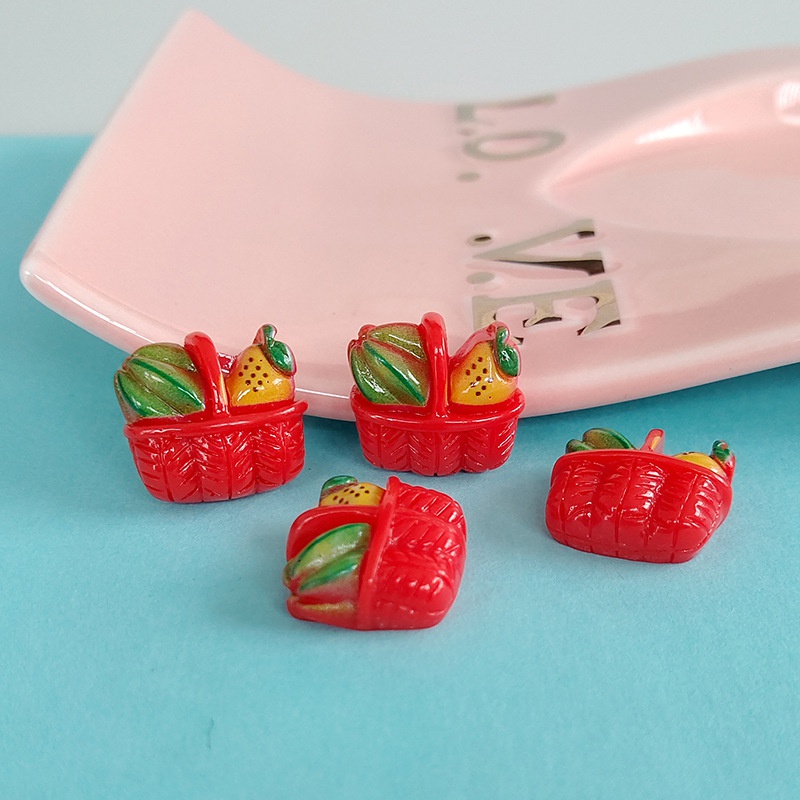 Set 10 Phụ Kiện Trang Trí Điện Thoại Hình Giỏ Trái Cây Bằng Nhựa Resin Dễ Thương Diy