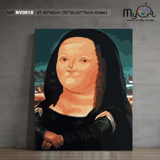 Tranh tô màu theo số NV0818 Tranh sơn dầu số hóa tự vẽ hài hước Nàng Monalisa mập