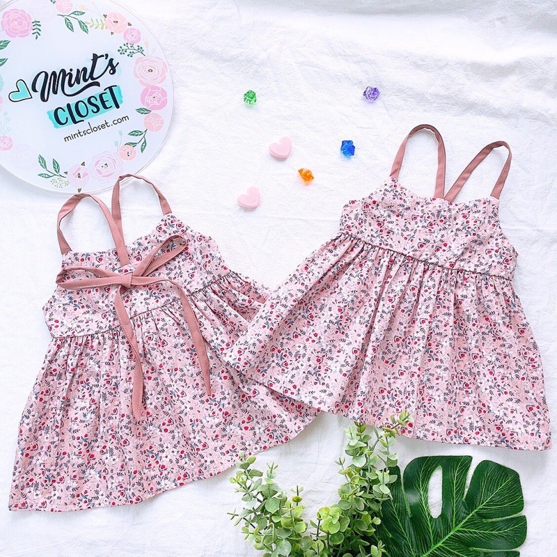 Váy Bé Gái 2 Dây Hoa Nhí Bé Gái Size 0 - 4 Tuổi MINTSCLOSET Mint's Closet - V580 - GV0066