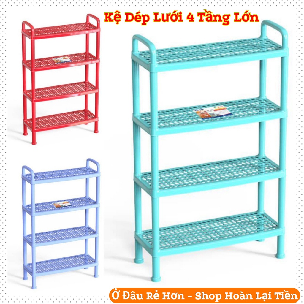 Kệ giày dép nhựa lưới Lớn duy tân 4 TẦNG(KT : 47 x 19 x 73,5 cm ).Giao Màu Ngẫu Nhiên