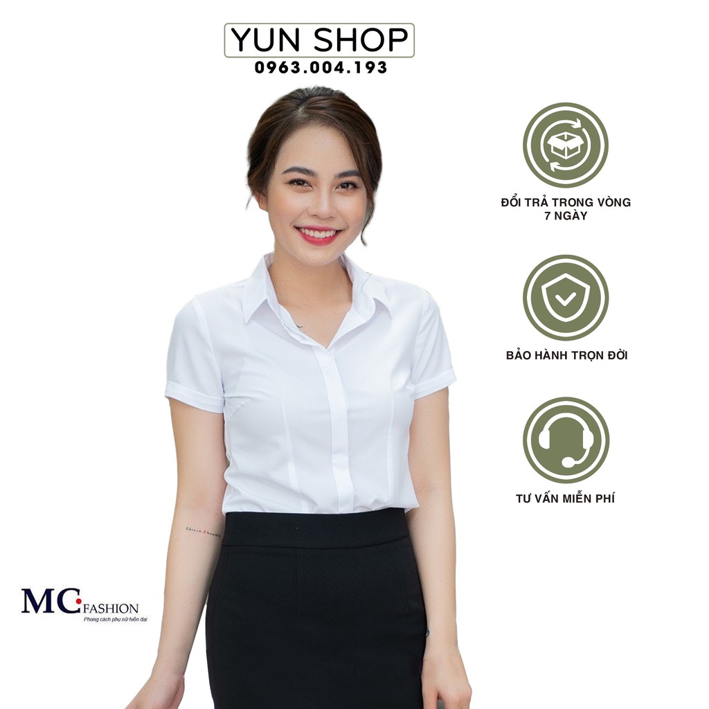 Áo Sơ Mi Nữ ,Áo Sơ MI Trắng Nữ Cộc Ngắn Tay Thời Trang Công Sở MC Fashion Đủ Size S, M, L, XL,XXL, Đồng Phục Công Sở Nữ