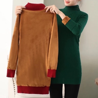 Áo len dáng dài lót lông.